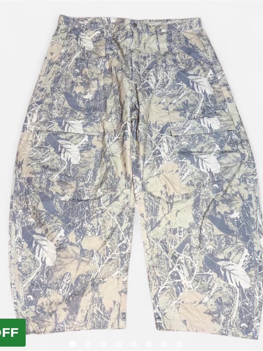 ADIDAS ORIGINALS BAGGY FIT CAMO LEAF PRINT CANVAS CARGO WORK PANTS 38X30